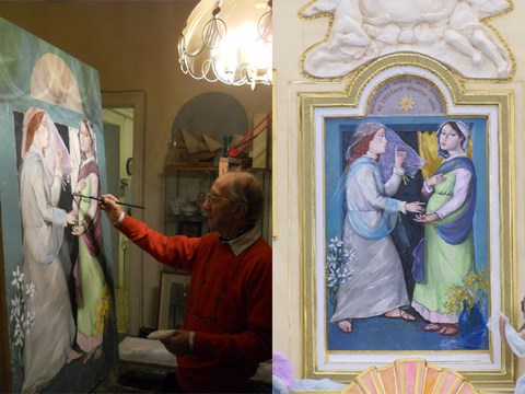 Opera pittorica della visita di Maria ad Elisabetta